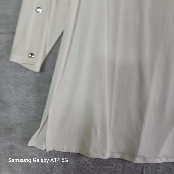 Antthony Original Cream XL Tunic Top Minimal Snap Sleeves Neutral Workwearchara - Picture 2 of 12